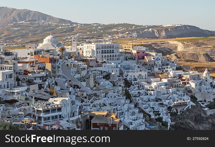 Residences and hotels along the cliffs of Fira, Capital of Santorini ,Greece. Residences and hotels along the cliffs of Fira, Capital of Santorini ,Greece.