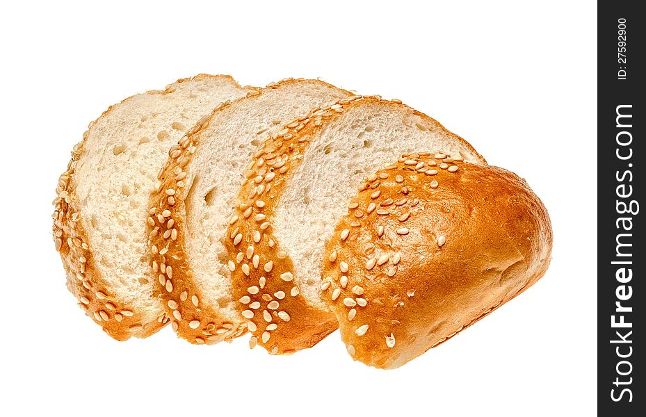 Bun with sesame seeds on a white background