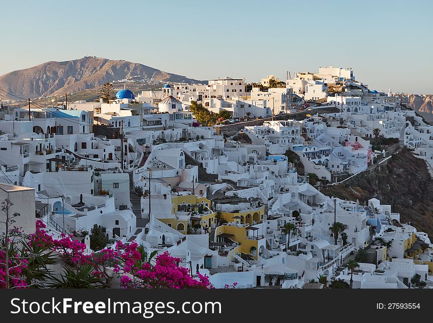 Santorini S Unique View At Sunrise. Greece.