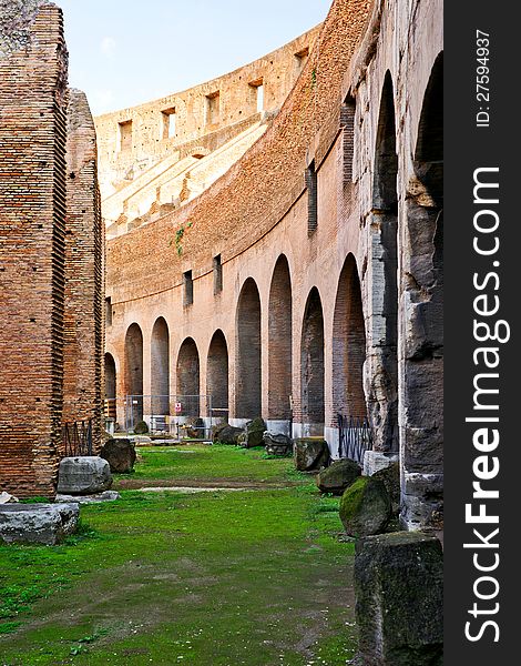 Inside the Colosseum in Rome, Italy