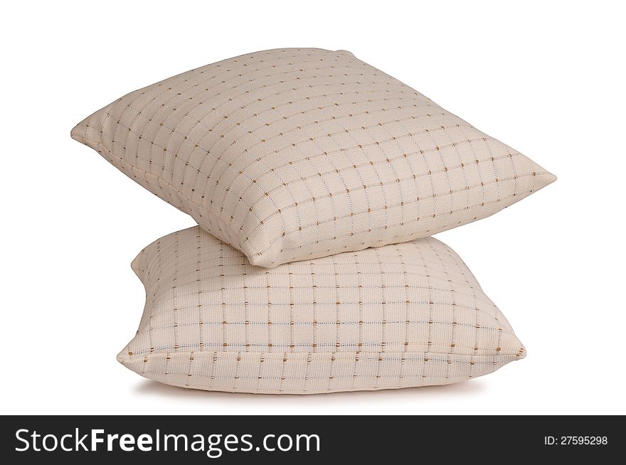 Feather white pillow against white background. Feather white pillow against white background.