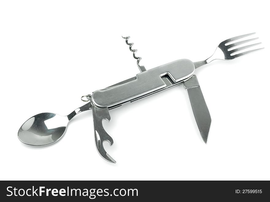 Army knife multi-tool on white background