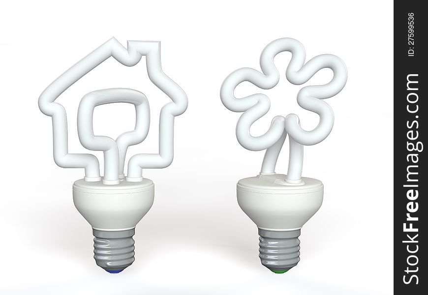 Two energy saving lamp on a white background. Two energy saving lamp on a white background