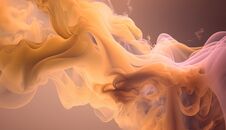 Generative AI, Flowing Light Apricot Crush Smoke With Splashes. Stock Photo