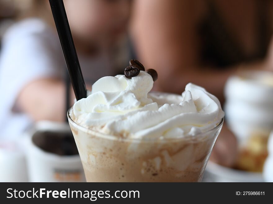 Coffe time, milkshake, whipped cream