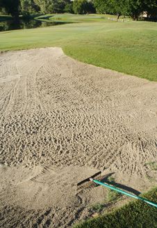 Golf Bunker And Rake Royalty Free Stock Photography Golf Bunker And Rake Royalty Free Stock Photography