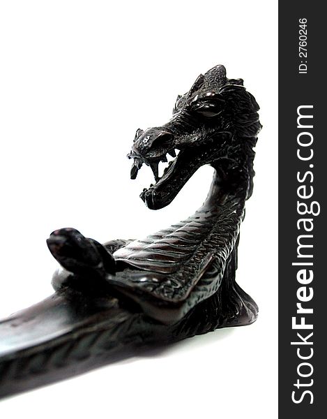 A black china dragon on white background. A black china dragon on white background