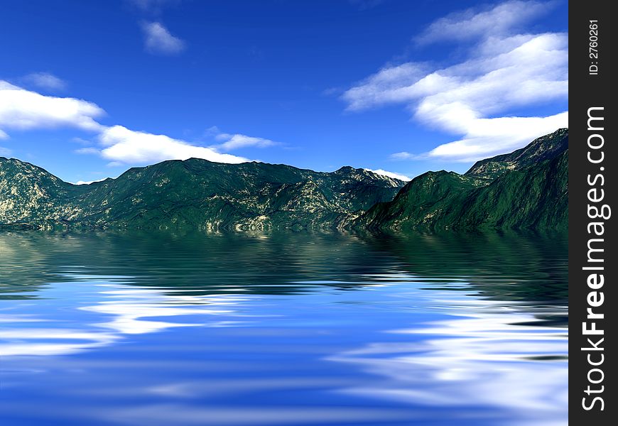 Mountains and lake. Nice background or wallpaper.