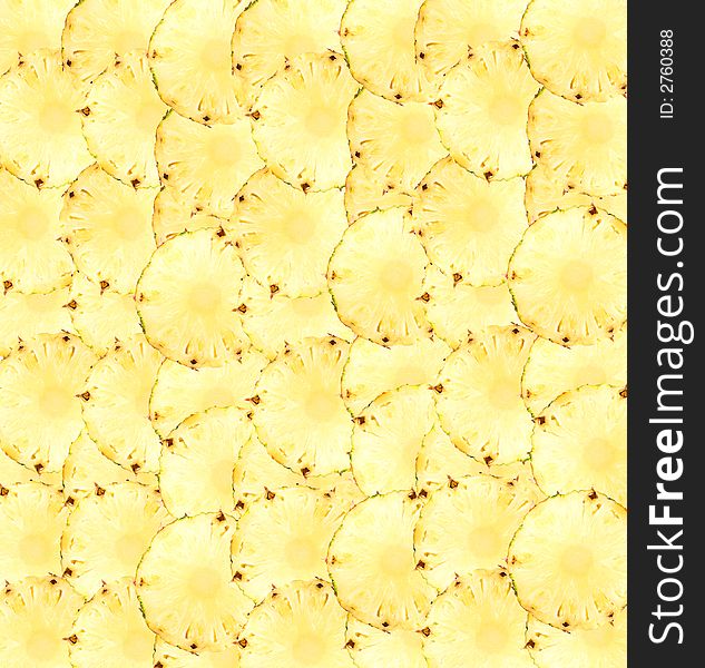 Background made from many sliced pineapples.