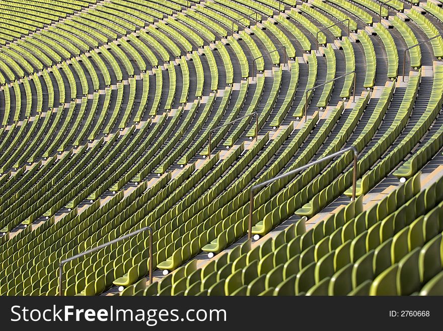 Seating terrraces at a sports venue. Seating terrraces at a sports venue