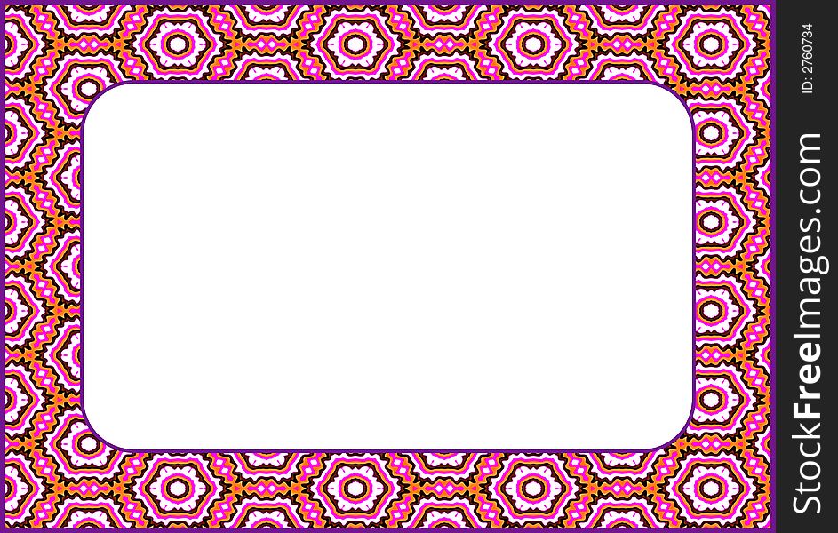 Pink and orange picture frame with flower symbols. Pink and orange picture frame with flower symbols.