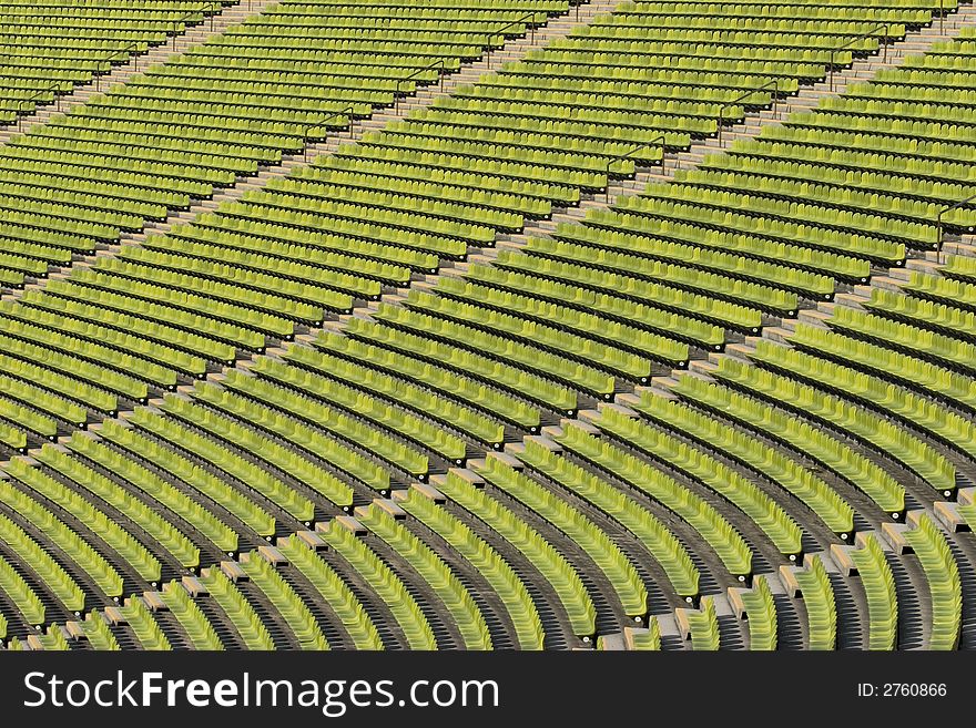 Empty green seating at an event. Empty green seating at an event