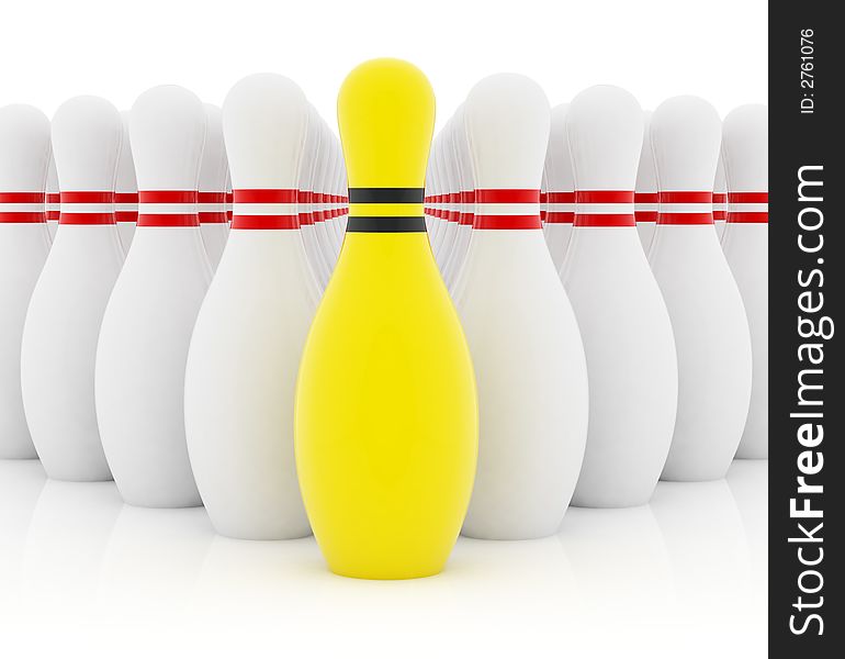 Bowling pins on white background. Bowling pins on white background