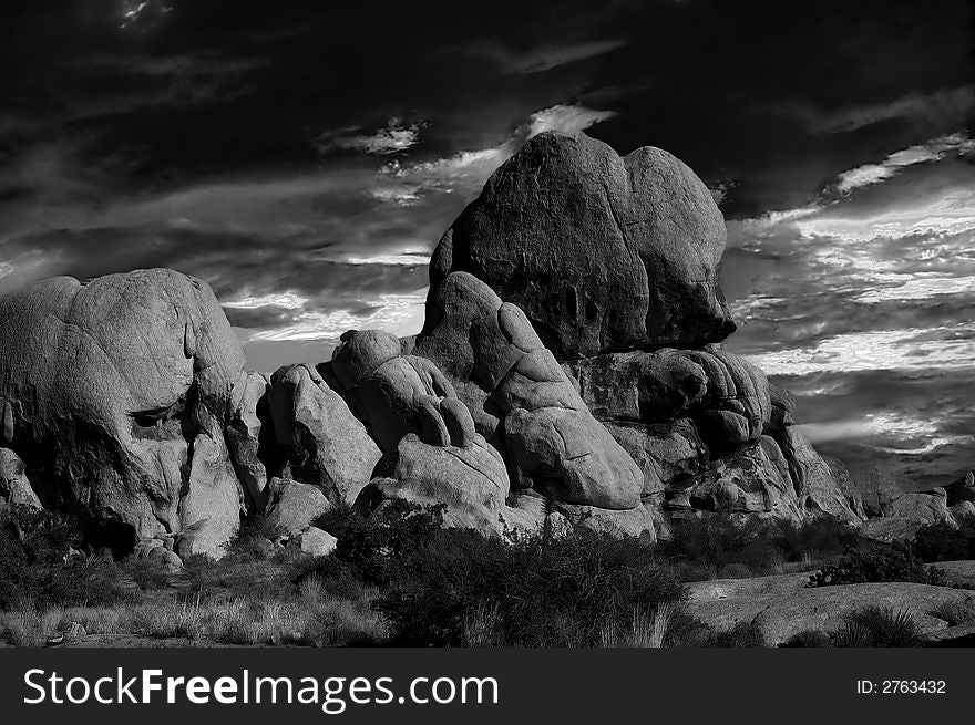 A Beautiful Sunset Image of the Wonderland Rocks In Joshua Tree Nat Park. A Beautiful Sunset Image of the Wonderland Rocks In Joshua Tree Nat Park