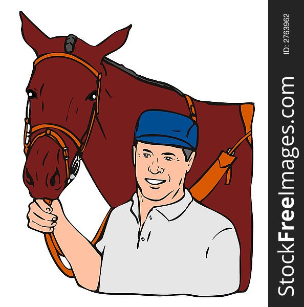 Vector art of an Equestrian and his horse