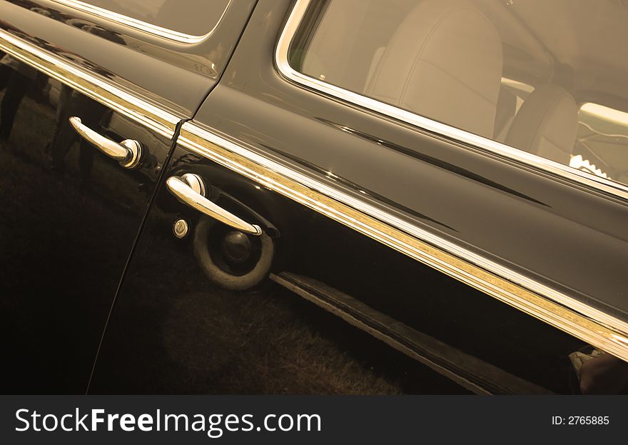 Doors of vintage car tonned in sepia. Doors of vintage car tonned in sepia