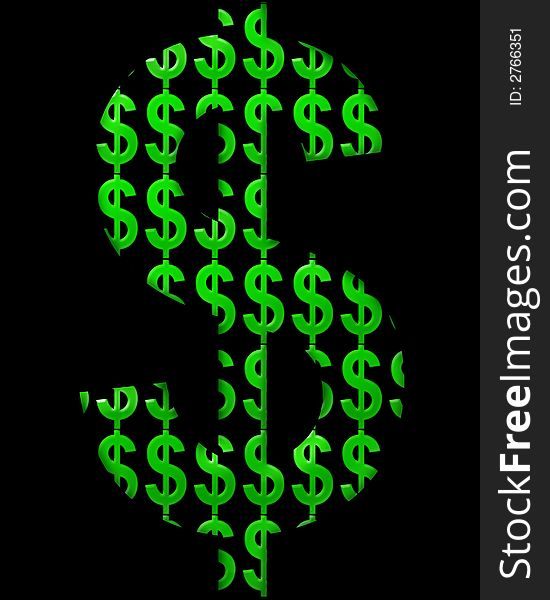 A image of a set of American dollars currency symbol. A image of a set of American dollars currency symbol.