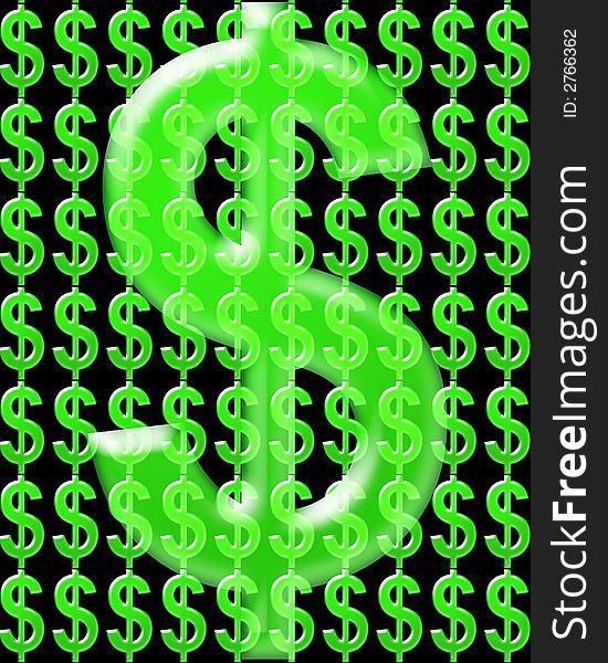 A image of a set of American dollars currency symbol. A image of a set of American dollars currency symbol.