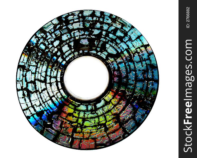 CD which has shattered from heat, creating an abstract pattern. CD which has shattered from heat, creating an abstract pattern.