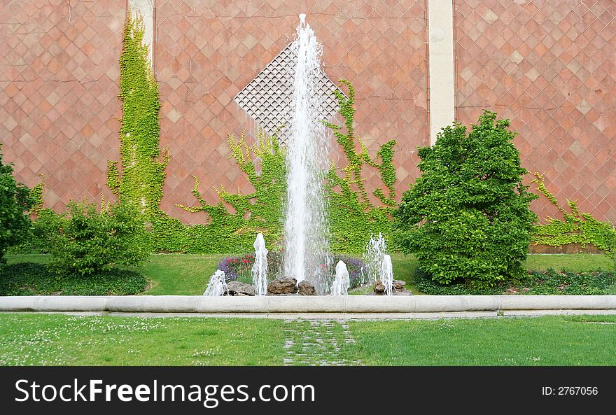 The fountain in front of the Maximilianeum in Munich, Germany