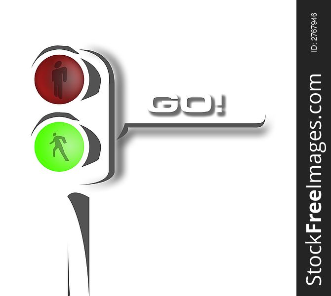 Pedestrian light illustration on Green light. Pedestrian light illustration on Green light