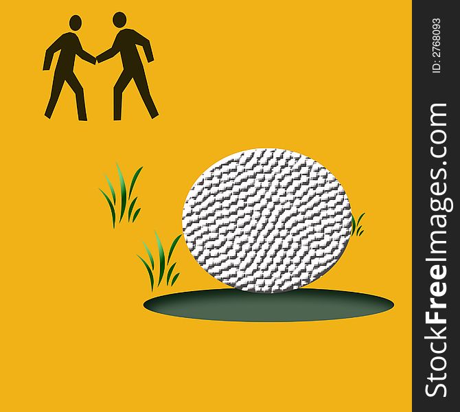 Golf  hole in one illustration on  gold background. Golf  hole in one illustration on  gold background