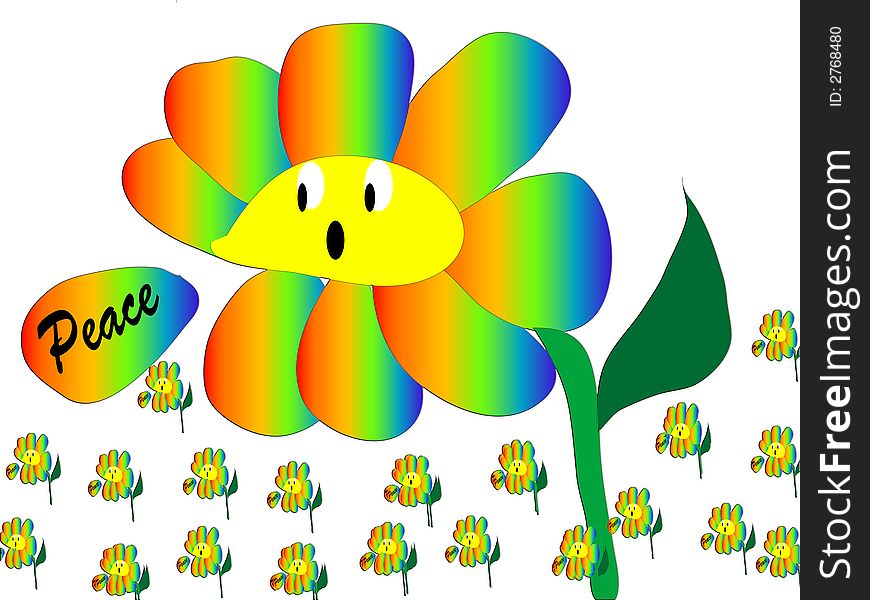 Graphical illustration of one flower , peace's flower