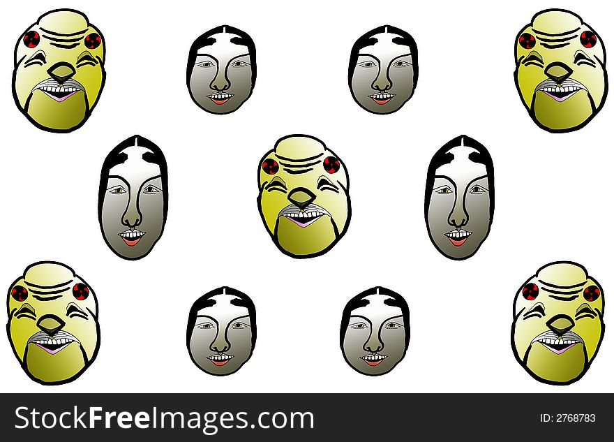 Japanese Mask Pattern yellow and black