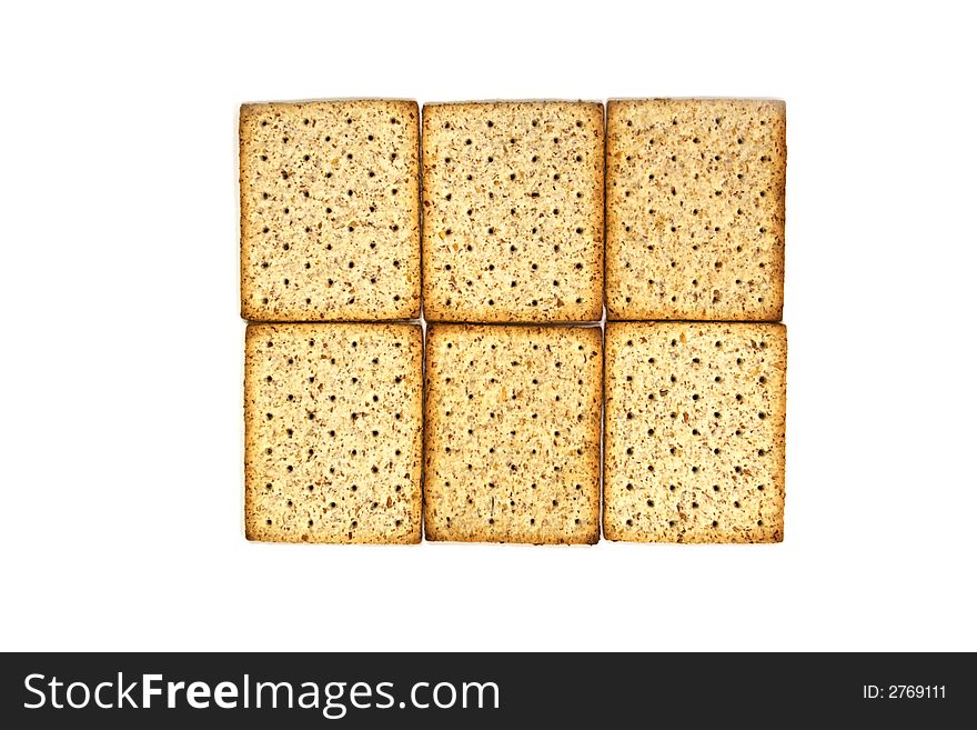 Whole wheat biscuits isolated on white