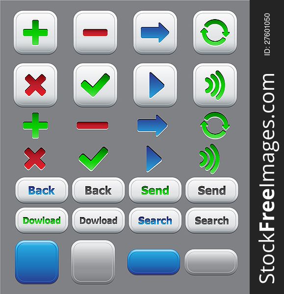 Application icons color set add, attach, back button