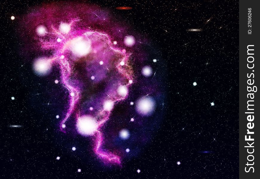 Abstract illustration of rich star forming nebula of pink color. Abstract illustration of rich star forming nebula of pink color.