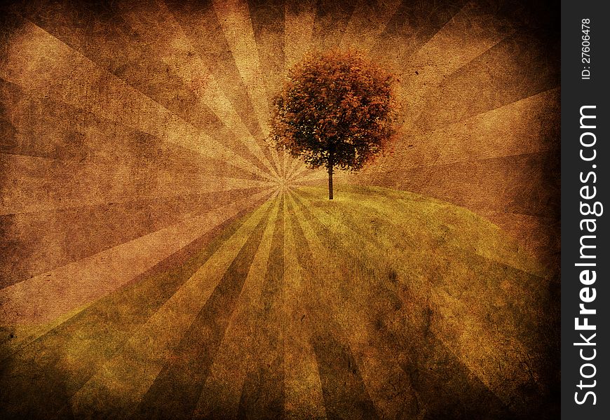 Tree on grunge background