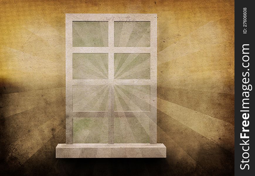 Window on grunge background