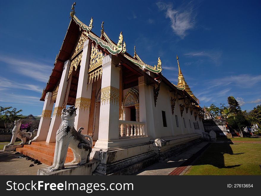 Sanctuary-Wat chang Kham.Wat Phrathat Chang Kham Worawihan.Nan Province, northern Thailand.