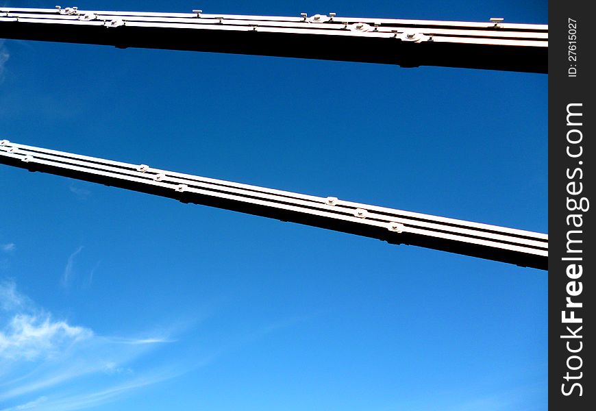 A view looking up at the Clifton Suspension Bridge, Bristol, UK.