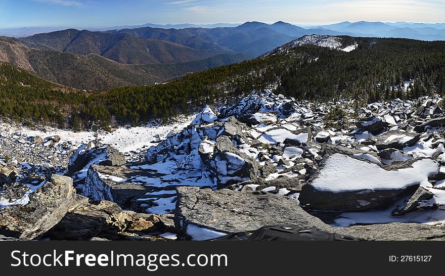 Panorama of winter mountains