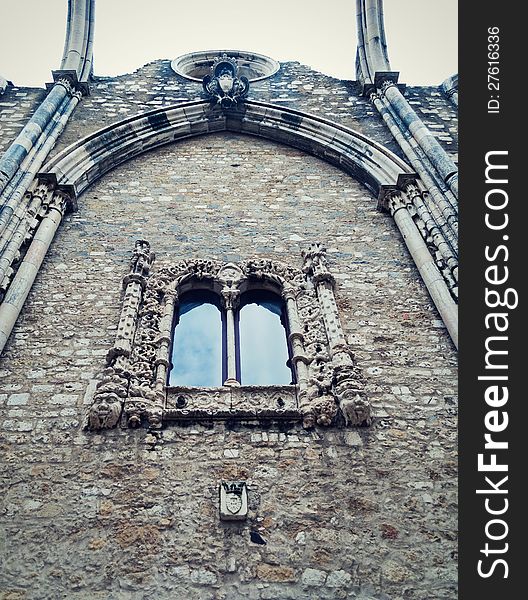 Window in the ruined medieval convent in Lisbon, Portugal. Window in the ruined medieval convent in Lisbon, Portugal