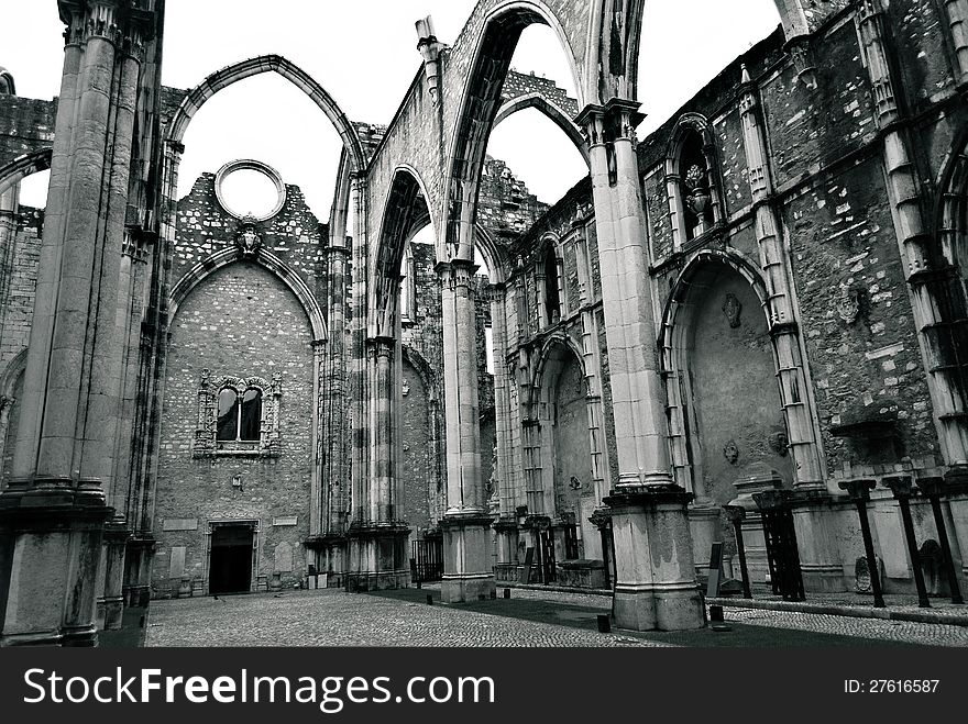 Portuguese ruined church in Lisbon. Portuguese ruined church in Lisbon