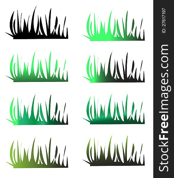 Grass silhouettes of different colour and shades