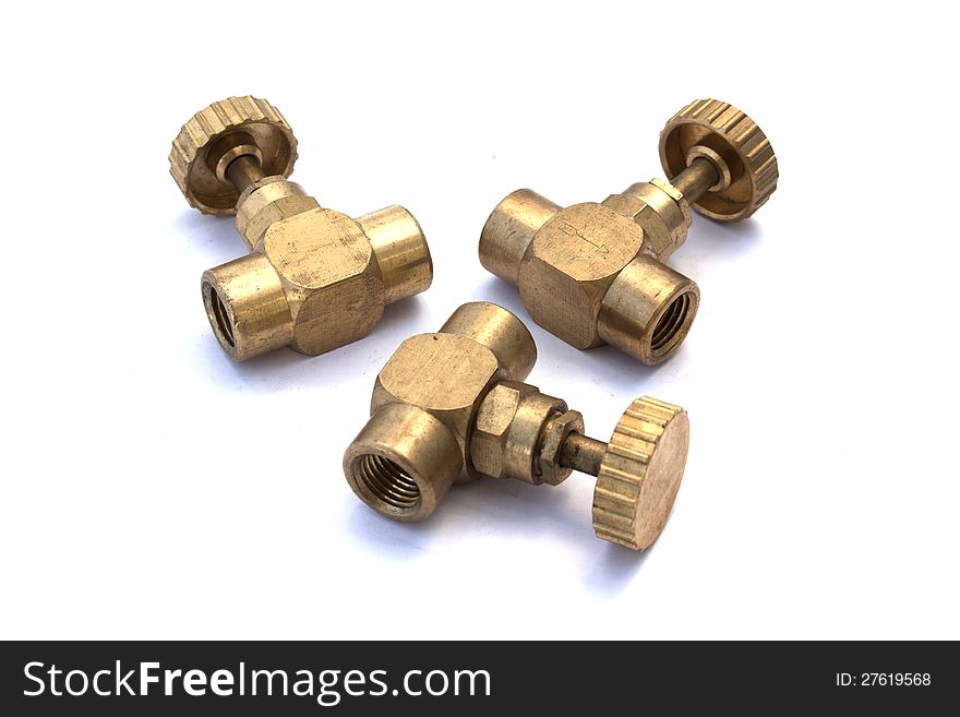 Anti-rust brass valve off. White background. Anti-rust brass valve off. White background.