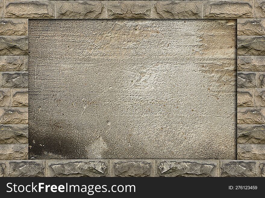 Background Stone Wall With A Copy Of The Space. Stone Masonry Close-up. Frame Of Bricks