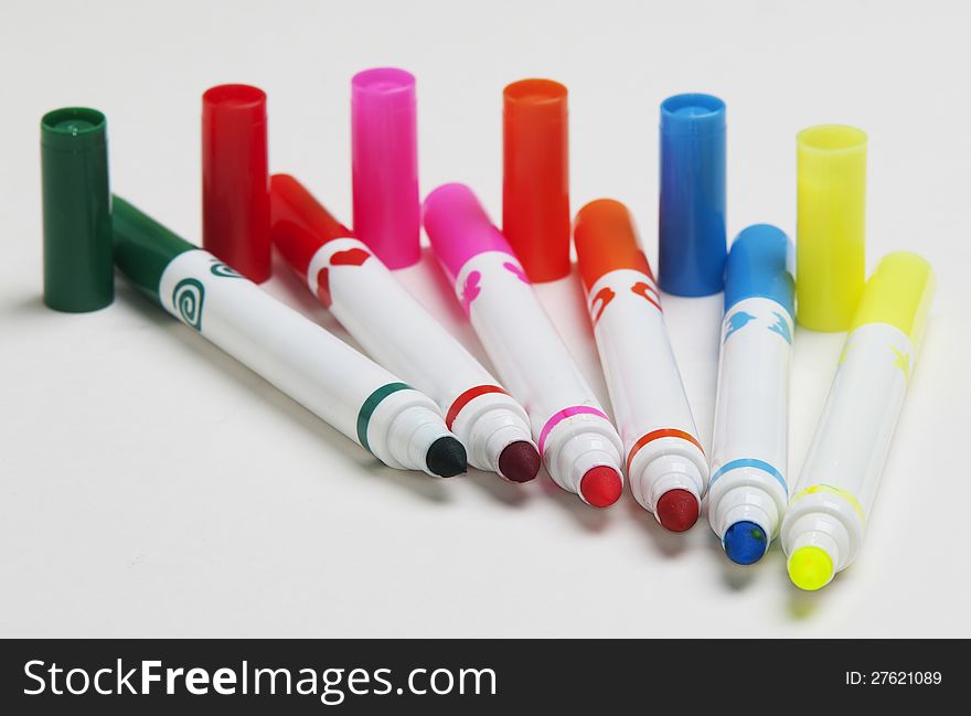 Pack of felt-tip pens on white background