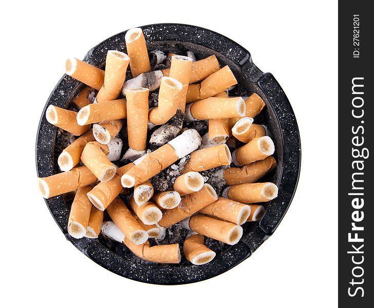 Ashtray full of cigarette butts. Ashtray full of cigarette butts
