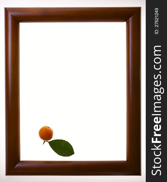 Mandarin With Green Leaf In The Frame.