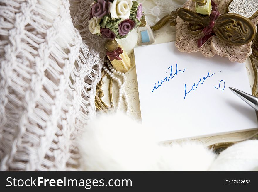 With love note in romance style. With love note in romance style