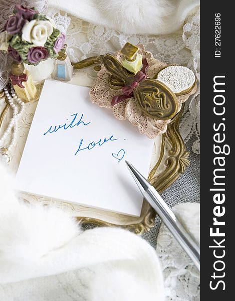 Writing with love on note pad in romance style