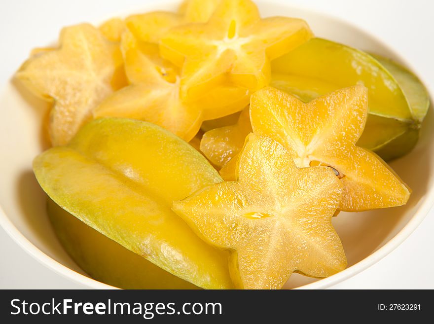 Star fruit or Carambola on white background