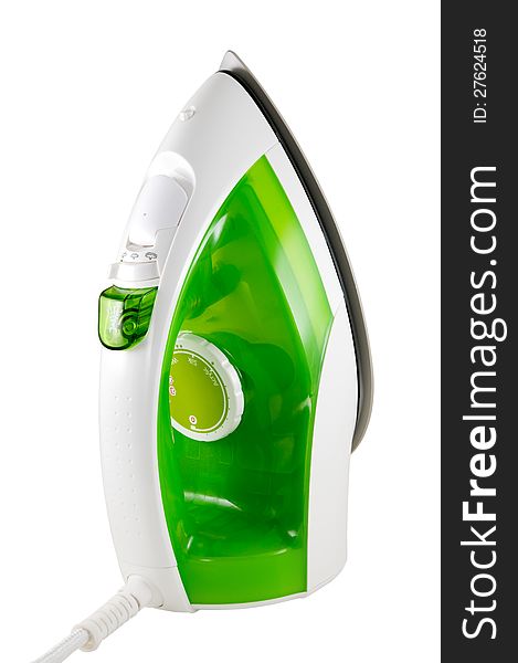 The electric iron is photographed on a white background