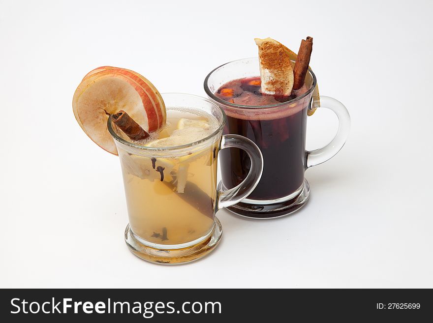 Mulled Wine With Slice Of Orange And Spices