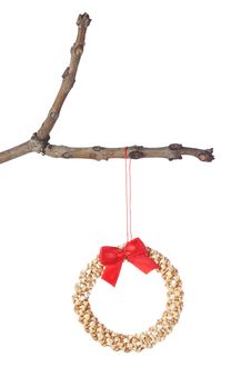 Decorative Straw Wreath For Christmas. Royalty Free Stock Images Decorative Straw Wreath For Christmas. Royalty Free Stock Images